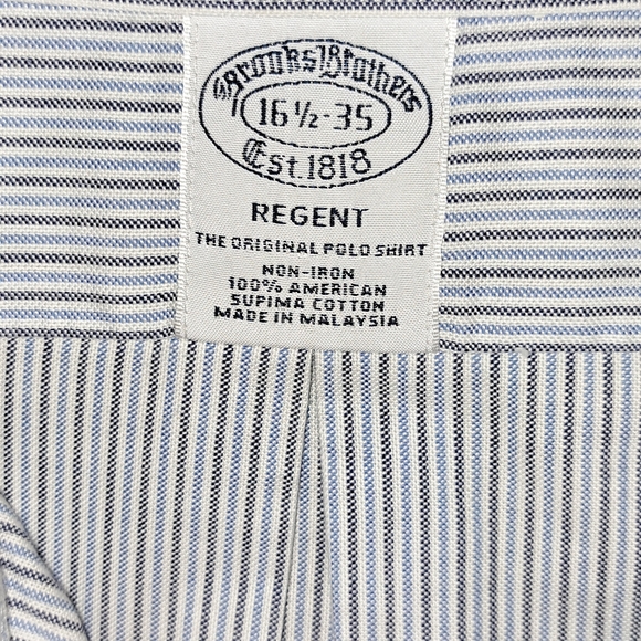Brooks Brothers Shirt Mens Large 16.5 Button Up Striped Long Sleeve 100% Supima - Picture 2 of 8
